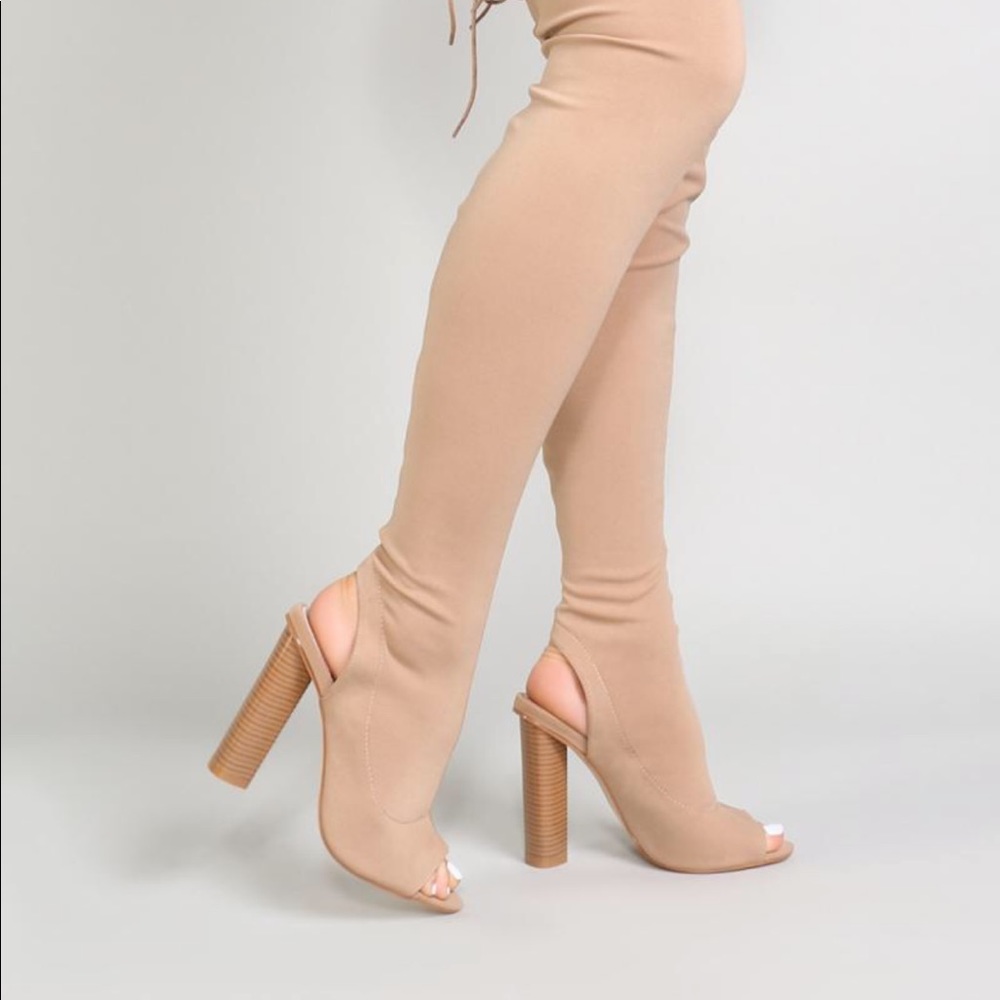 Public Desire Stella Nude Lycra Boots
